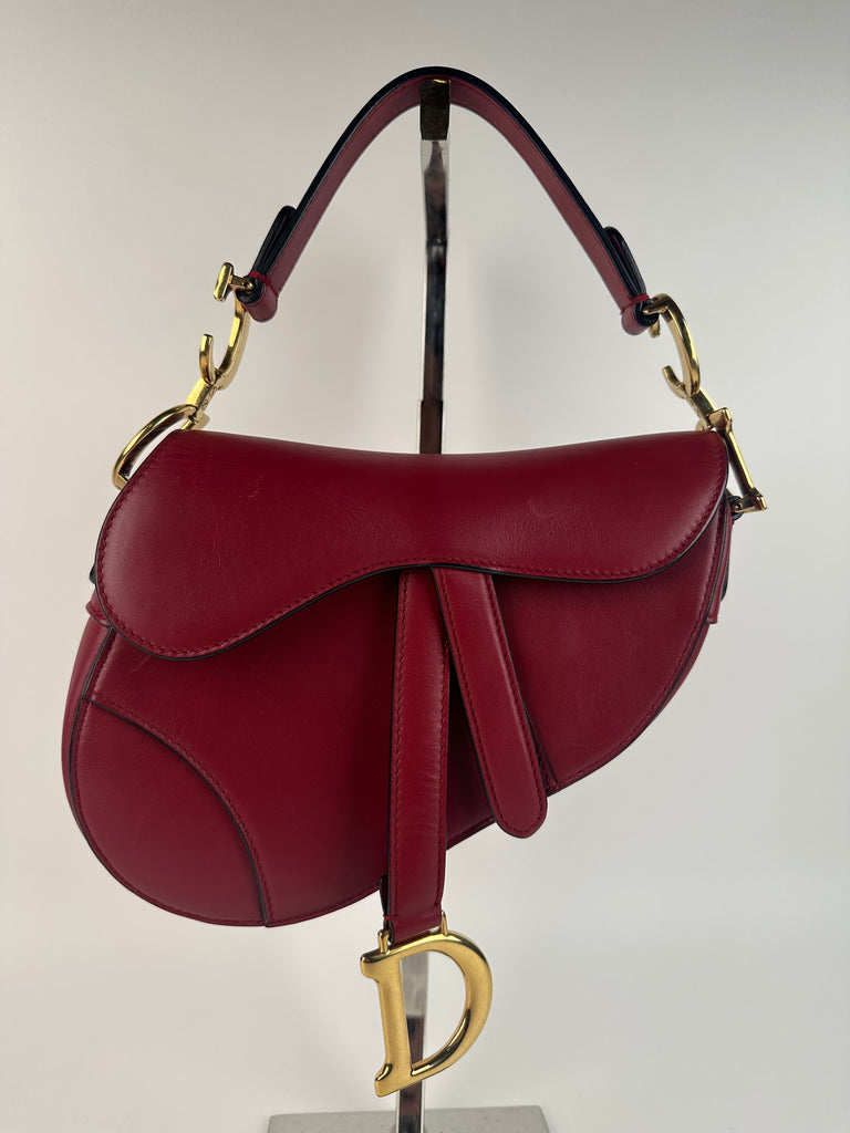 Dior Smooth Calfskin Mini Saddle Bag Red