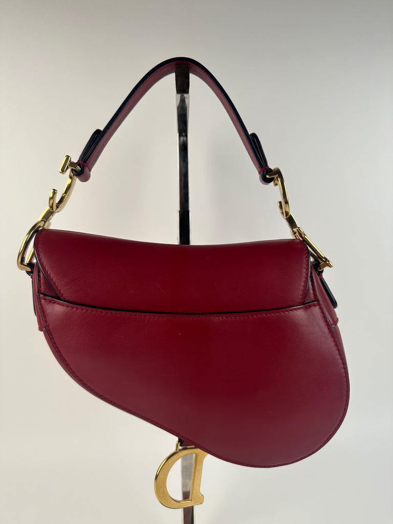 Dior Smooth Calfskin Mini Saddle Bag Red