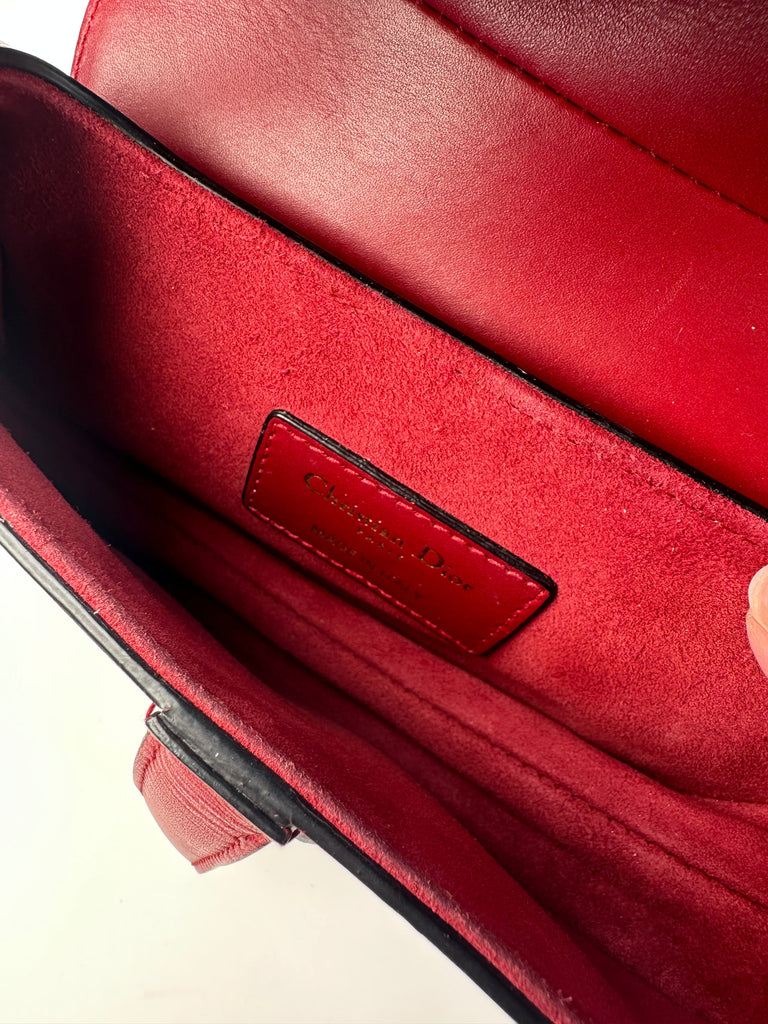 Dior Smooth Calfskin Mini Saddle Bag Red