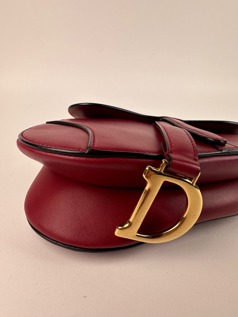 Dior Smooth Calfskin Mini Saddle Bag Red