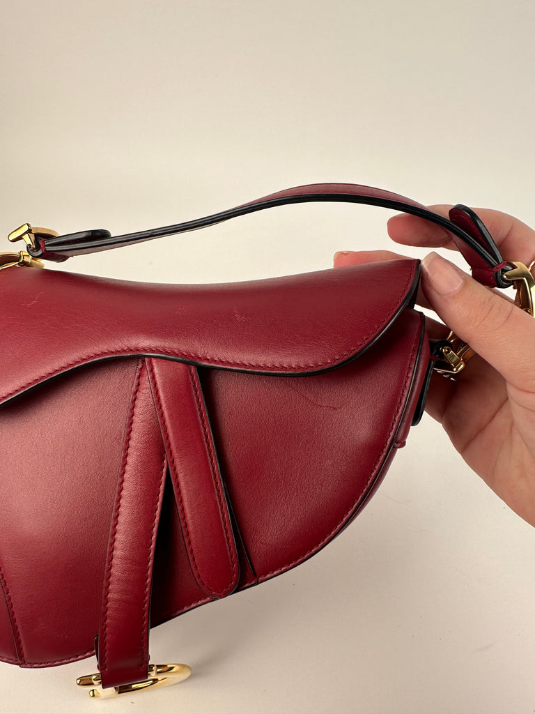 Dior Smooth Calfskin Mini Saddle Bag Red