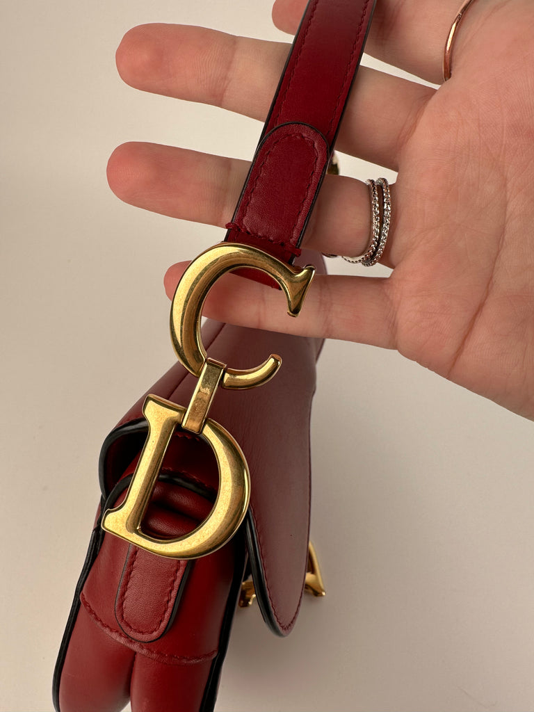 Dior Smooth Calfskin Mini Saddle Bag Red