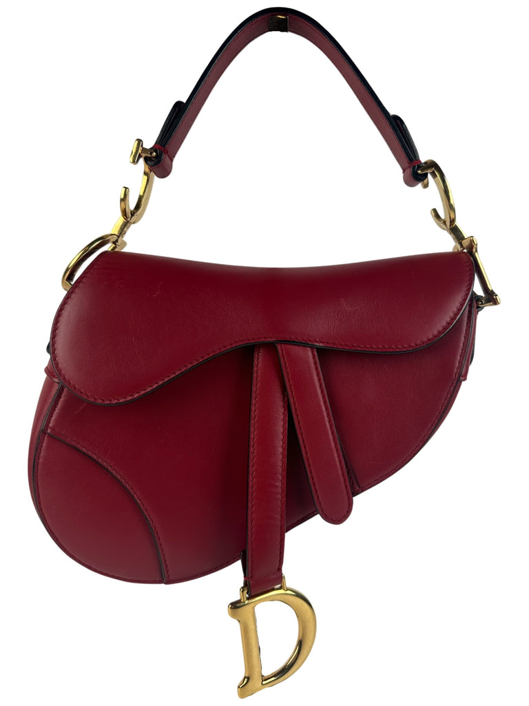 Dior Smooth Calfskin Mini Saddle Bag Red