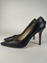 Load image into Gallery viewer, Gucci Vintage Perforated Leather Heels With Silver GG Logo Size 8B
