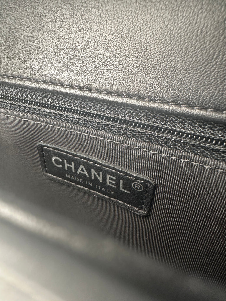 Chanel Large Boy Bag Black Chevron Calfskin Leather