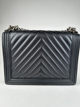 Load image into Gallery viewer, Chanel Large Boy Bag Black Chevron Calfskin Leather
