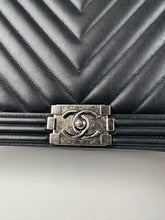 Load image into Gallery viewer, Chanel Large Boy Bag Black Chevron Calfskin Leather