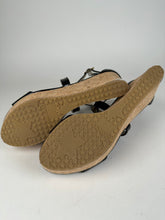 Load image into Gallery viewer, Jimmy Choo Portia 70 Black Patent Leather and Cork Wedges Size 37EU