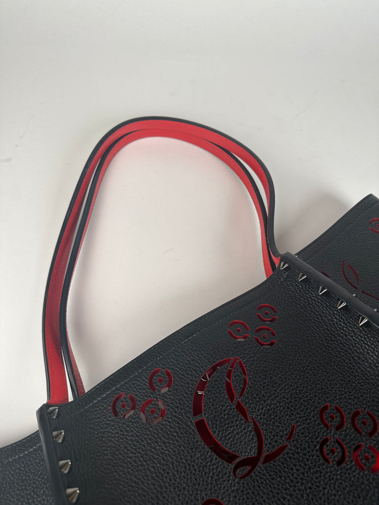 Christian Louboutin Cabarock Large Loubinthesky Perforated Tote Bag Black Red