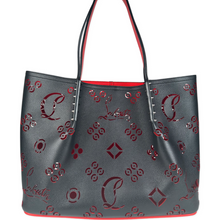 Load image into Gallery viewer, Christian Louboutin Cabarock Large Loubinthesky Perforated Tote Bag Black Red