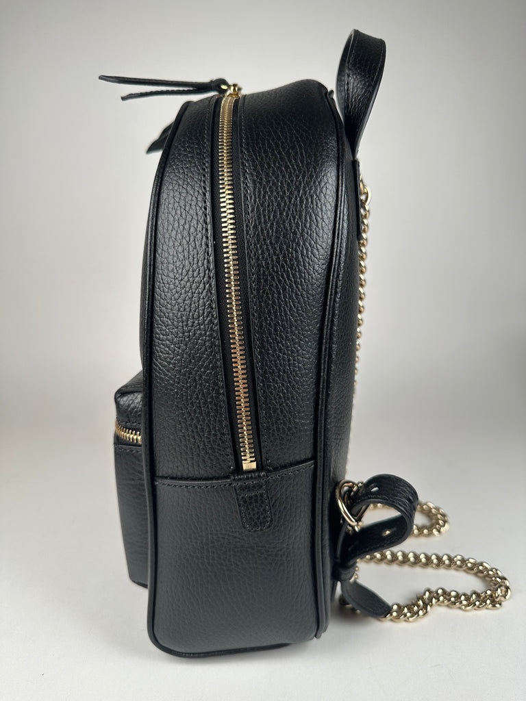 Gucci Pebbled Calfskin Soho Chain Backpack Black