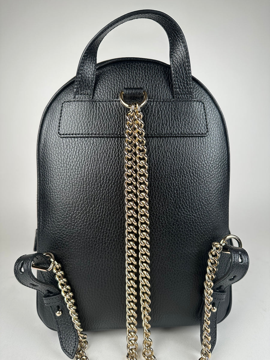 Gucci Pebbled Calfskin Soho Chain Backpack Black – Sacdelux