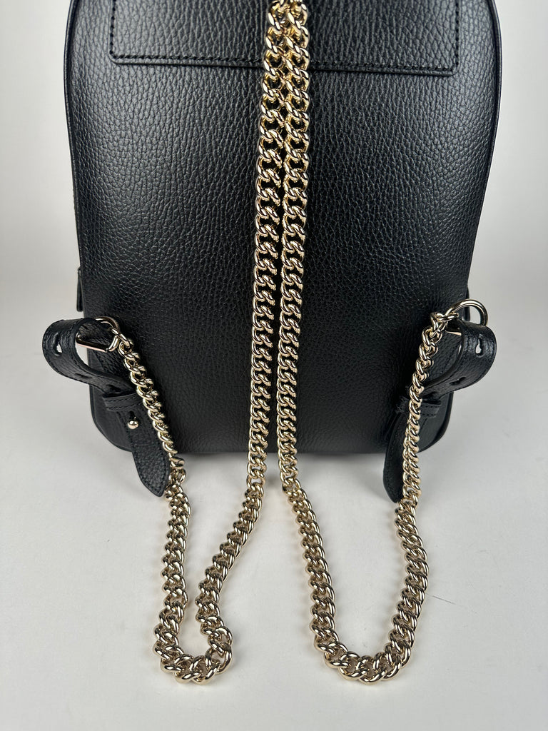 Gucci Pebbled Calfskin Soho Chain Backpack Black – Sacdelux
