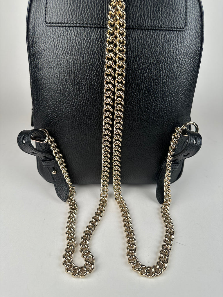 Gucci Pebbled Calfskin Soho Chain Backpack Black