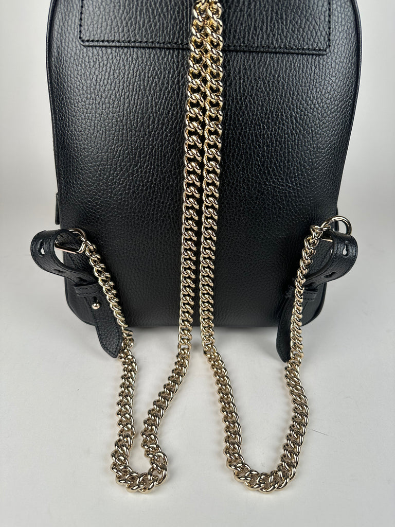 Gucci Pebbled Calfskin Soho Chain Backpack Black Sacdelux