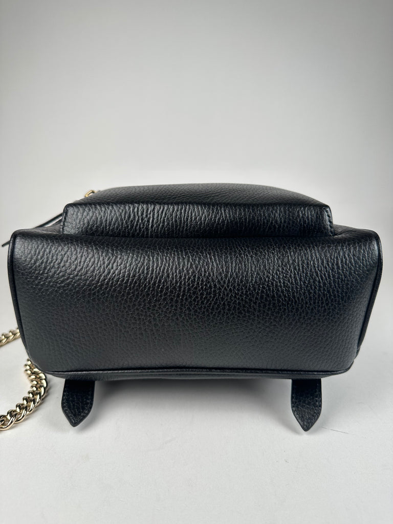 Gucci Pebbled Calfskin Soho Chain Backpack Black