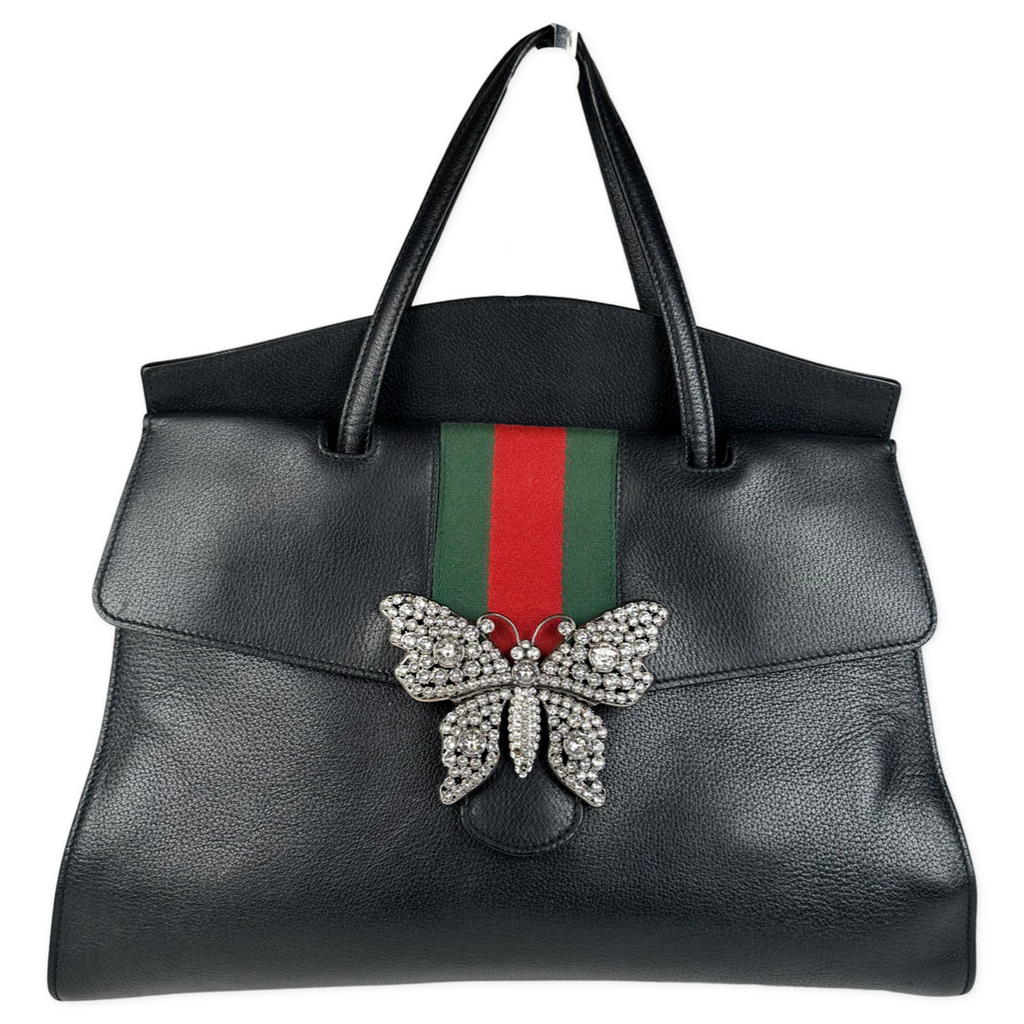 Gucci Totem Large Butterfly Top Handle Bag Black