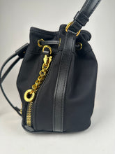 Load image into Gallery viewer, Moschino Black Nylon and Leather Bucket Bag