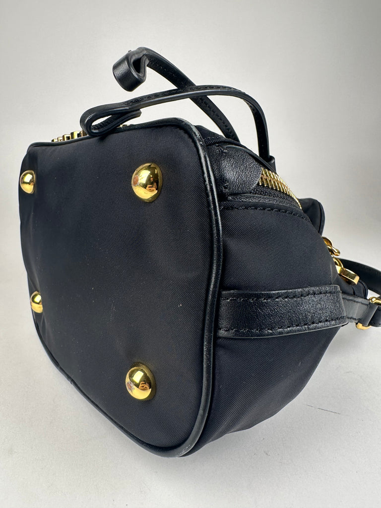 Moschino Black Nylon and Leather Bucket Bag