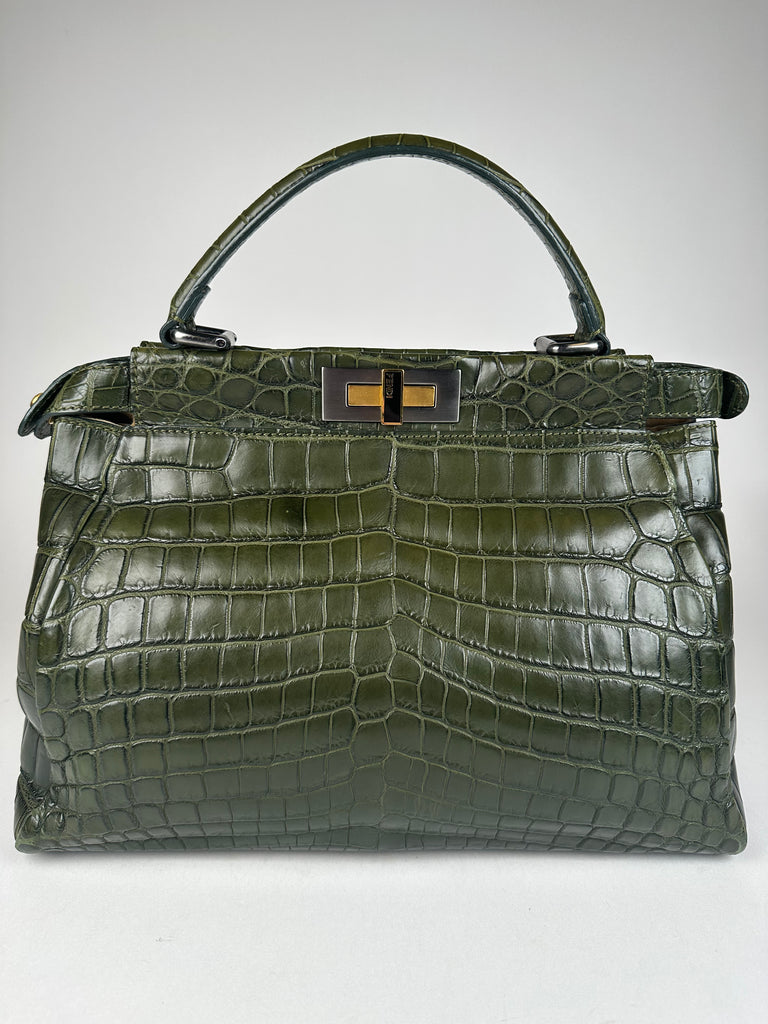 Fendi Medium Peekaboo Crocodile Dark Green