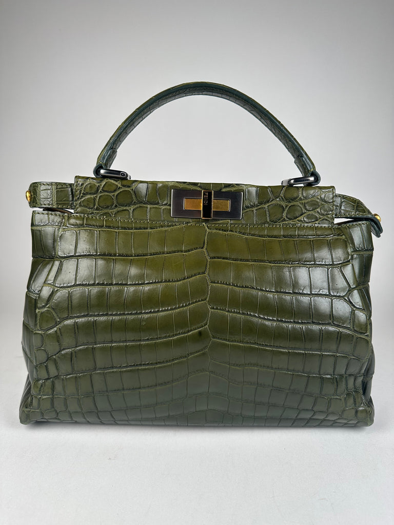Fendi Medium Peekaboo Crocodile Dark Green