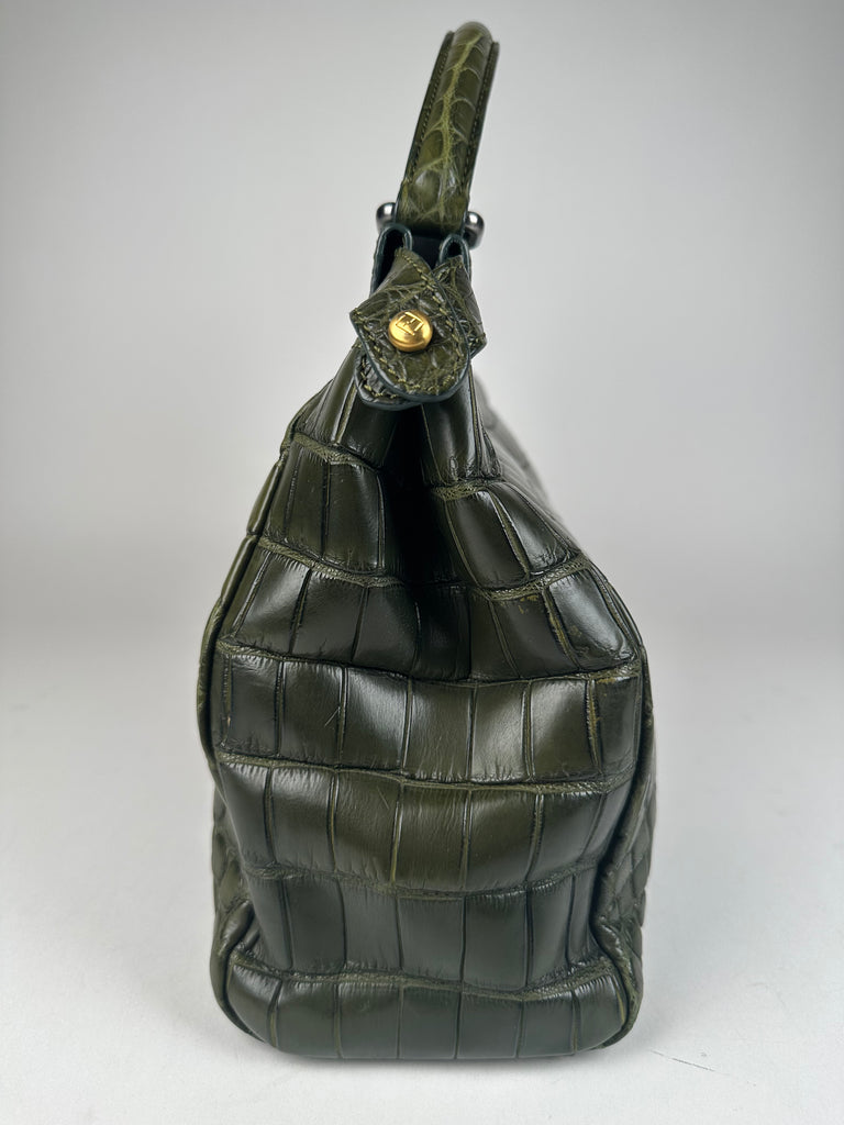 Fendi Medium Peekaboo Crocodile Dark Green