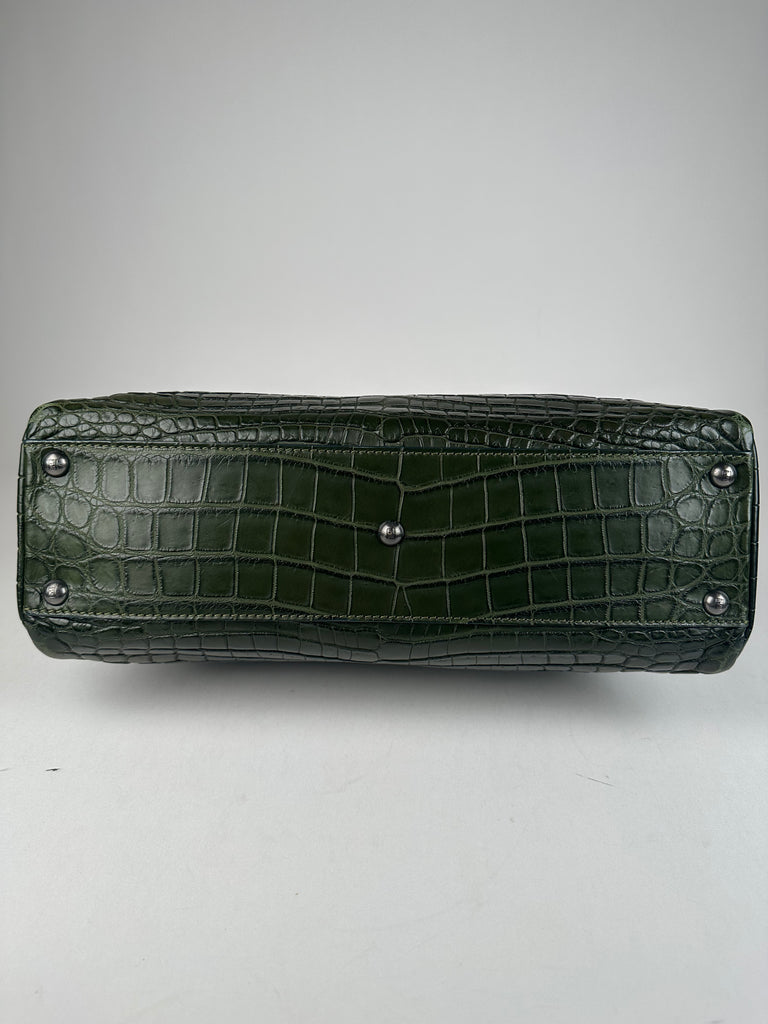 Fendi Medium Peekaboo Crocodile Dark Green