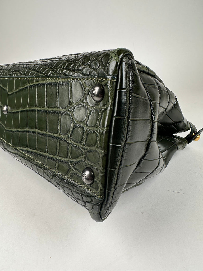 Fendi Medium Peekaboo Crocodile Dark Green