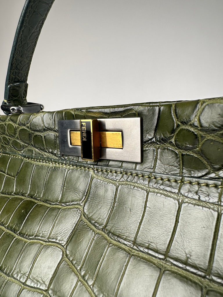 Fendi Medium Peekaboo Crocodile Dark Green