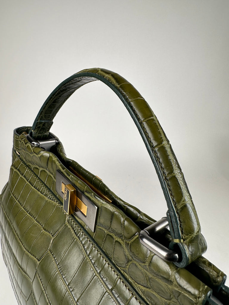 Fendi Medium Peekaboo Crocodile Dark Green