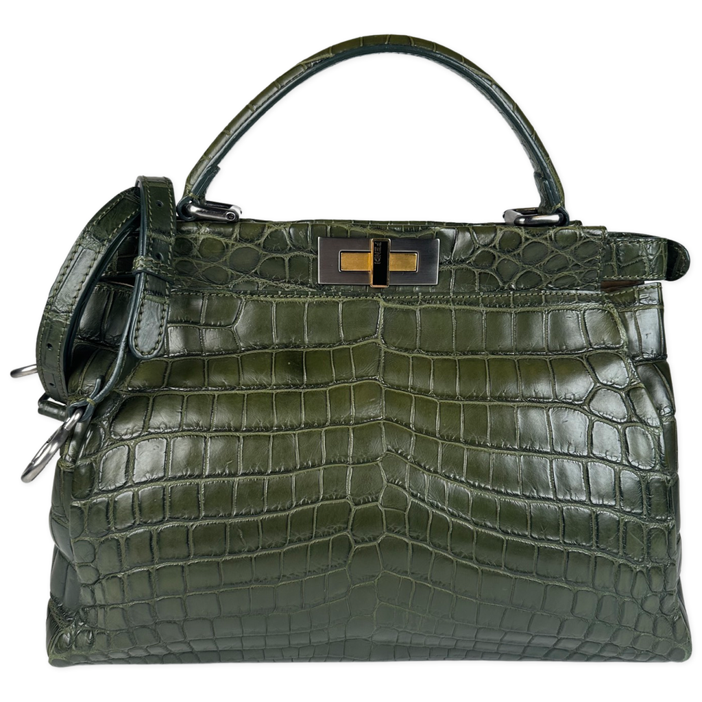 Fendi Medium Peekaboo Crocodile Dark Green