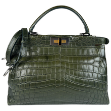 Load image into Gallery viewer, Fendi Medium Peekaboo Crocodile Dark Green