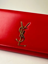 Load image into Gallery viewer, Saint Laurent Smooth Calfskin Classic Monogram Cassandre Clutch Red