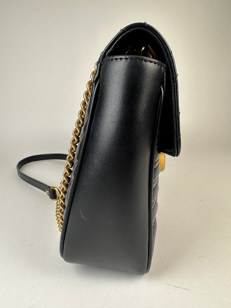 Gucci Marmont Medium Shoulder Bag Calfskin Black