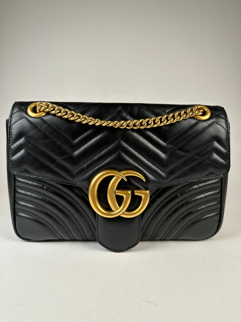 Gucci Marmont Medium Shoulder Bag Calfskin Black