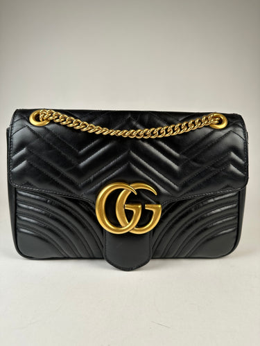 GUCCI Calfskin Matelasse Small GG Marmont Chain Shoulder Bag Shine Purple  463458