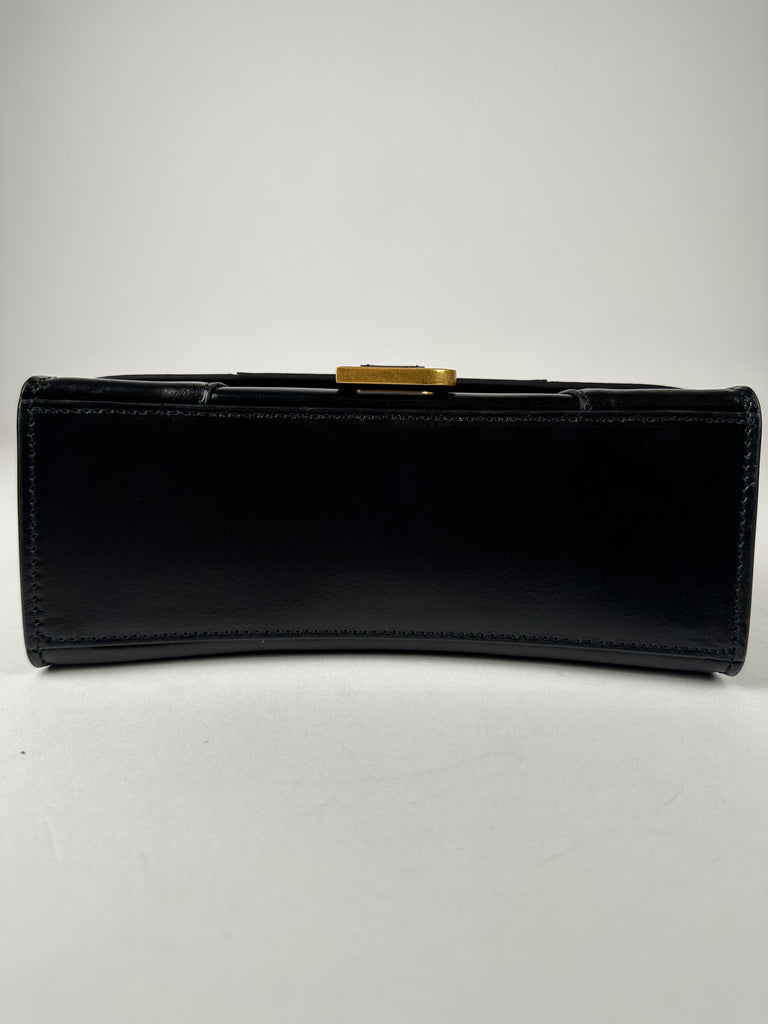 Balenciaga Shiny Calfskin XS Hourglass Top Handle Black