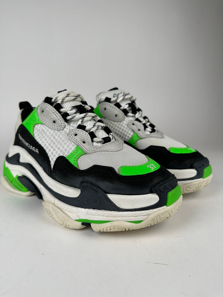 Balenciaga Triple S Green Black White Size 37EU