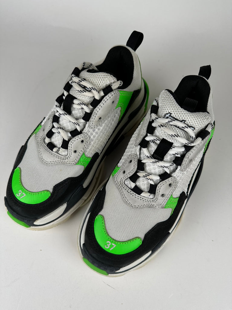 Balenciaga Triple S Green Black White Size 37EU Sacdelux
