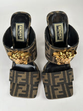 Load image into Gallery viewer, Fendace FF Jacquard Print Medusa Head Mules Size 37.5EU