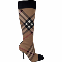 Load image into Gallery viewer, Burberry Knitted Check Sock Boots Birch Brown Size 38EU
