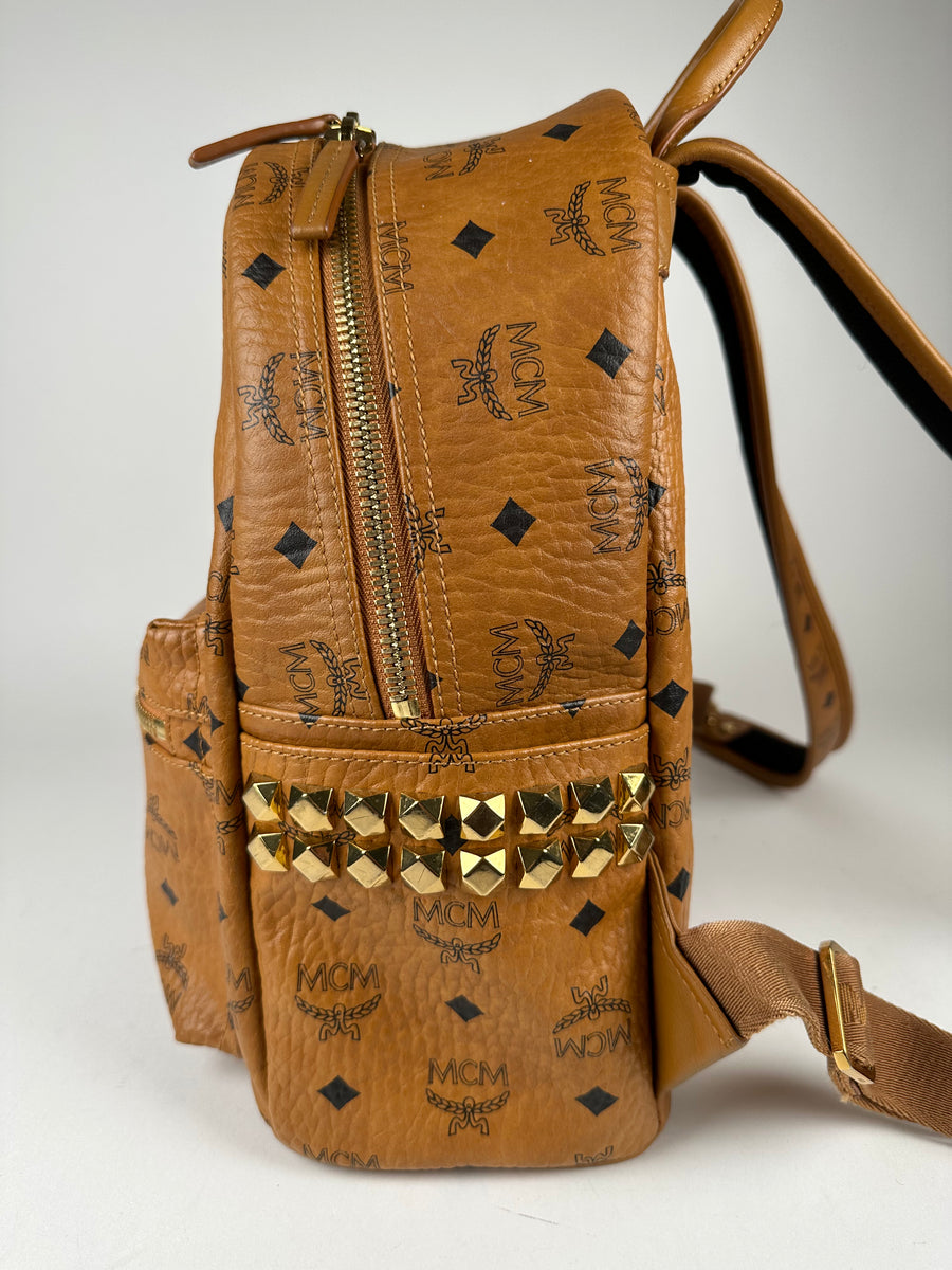 MCM Cognac All Over Stud Stark Backpack 90m56s For Sale at 1stDibs