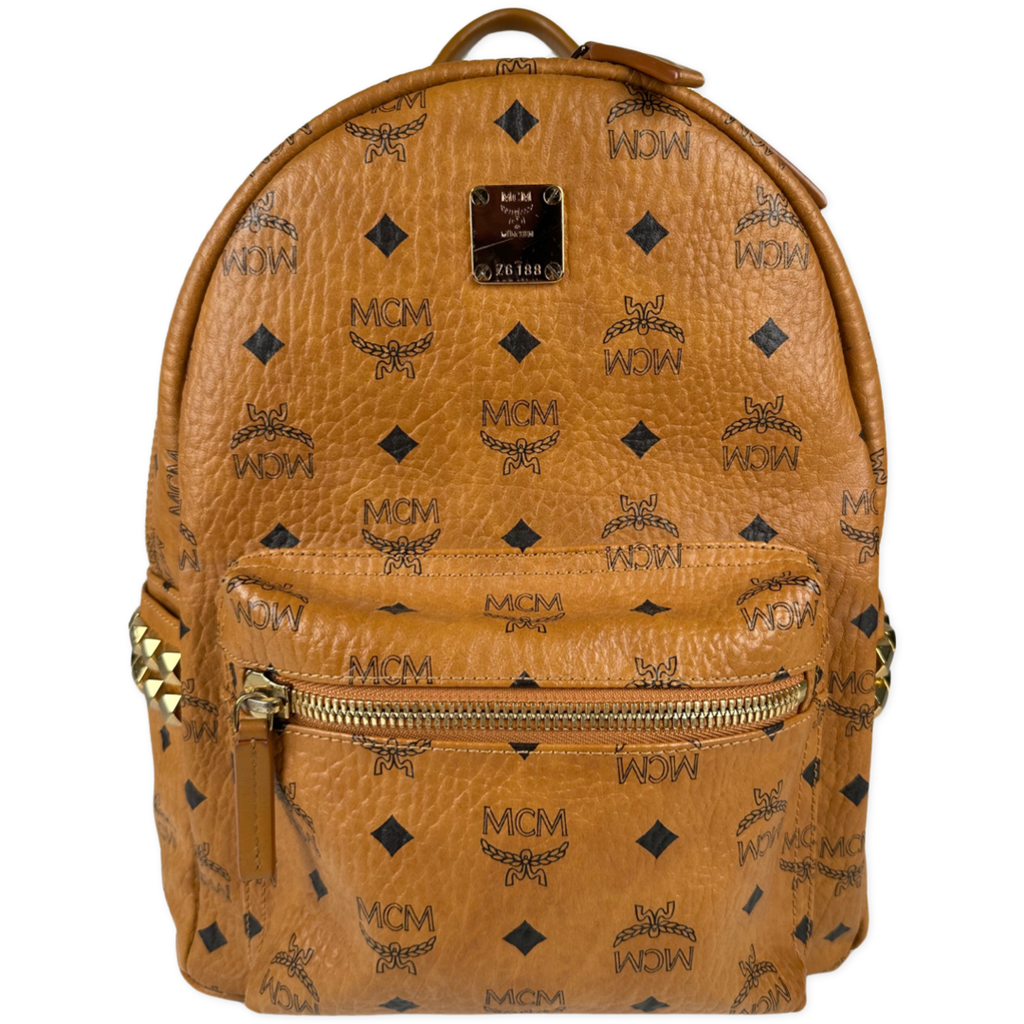 Mini Stark Side Studs Backpack in Visetos Cognac