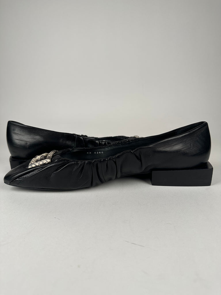 Givenchy Gathered Leather Flats With Logo at front Size 42EU Black