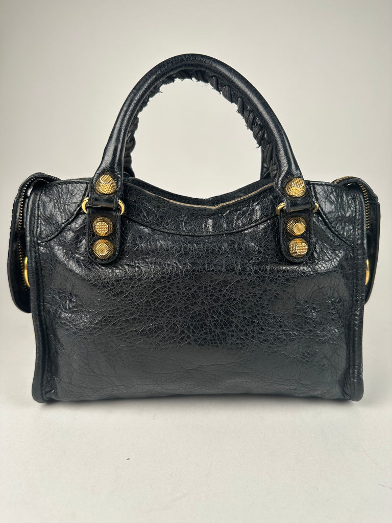 Balenciaga Giant Angeau 12 Lambskin Mini City Bag Black