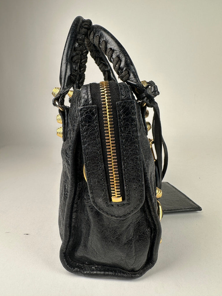 Balenciaga Giant Angeau 12 Lambskin Mini City Bag Black