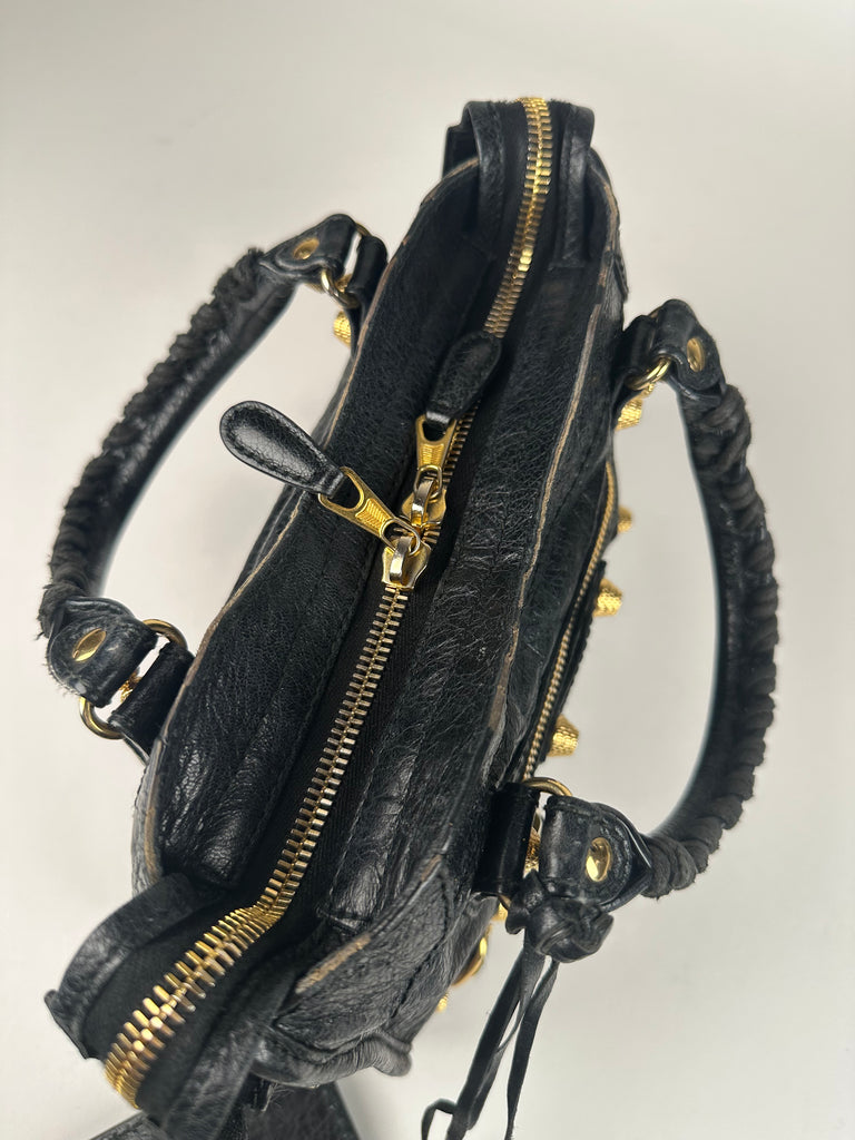 Balenciaga Giant Angeau 12 Lambskin Mini City Bag Black