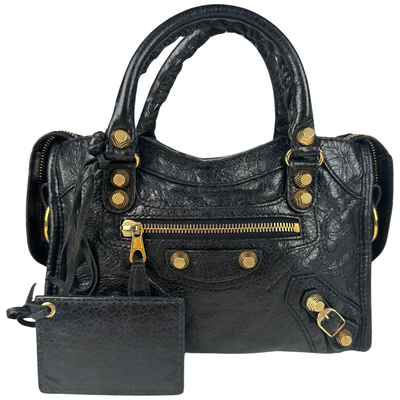 Balenciaga Giant Angeau 12 Lambskin Mini City Bag Black