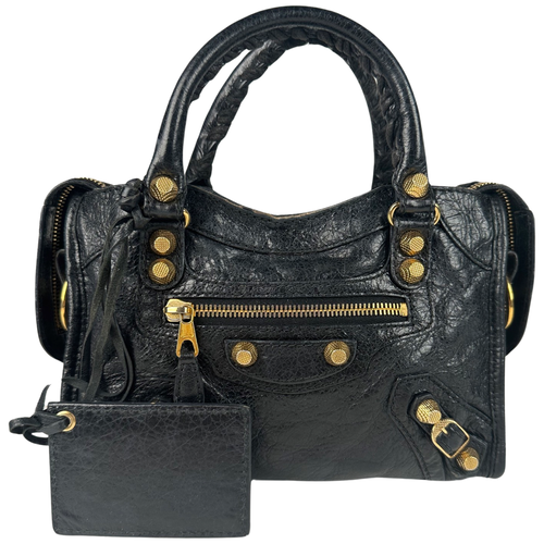 Balenciaga Giant Angeau 12 Lambskin Mini City Bag Black