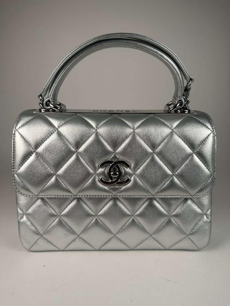 Chanel Metallic Lambskin Quilted Small Trendy CC Flap Dual Handle